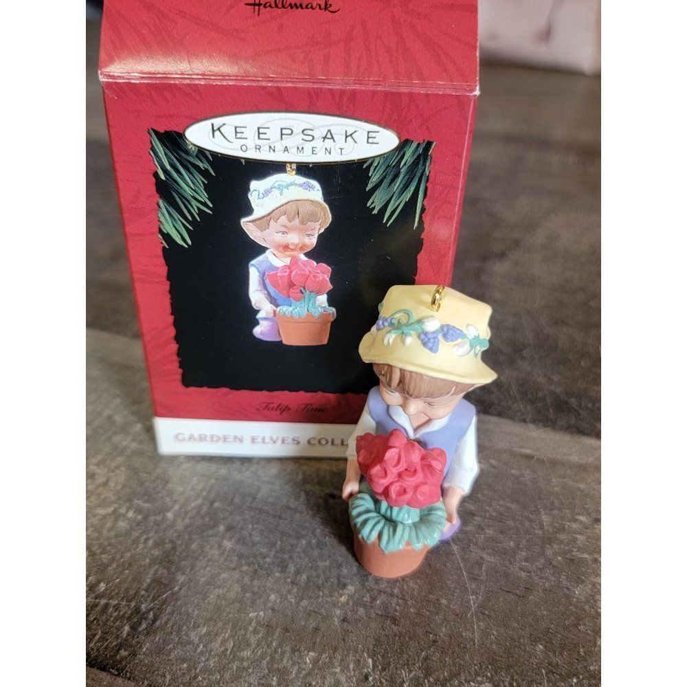 Hallmark Tulip‎ Time 1994 Garden elves ornament Xmas decor